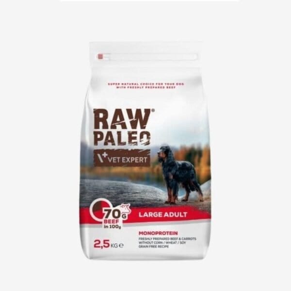 Raw Paleo suņu sausā barība lielo sķirņu suņiem, liellops - ObiDog