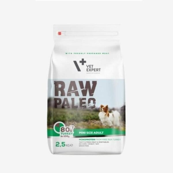 Raw Paleo suņu sausā barība mazo šķirņu suņiem, tītars - ObiDog
